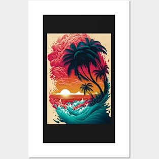 Sunset Palm Posters and Art